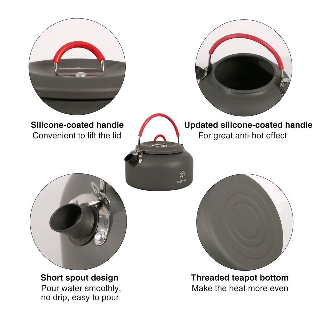 REDCAMP 0.8L Mini Outdoor Camping Kettle, Aluminum Water Pot with Carrying Bag, Compact Lightweight Tea Kettle