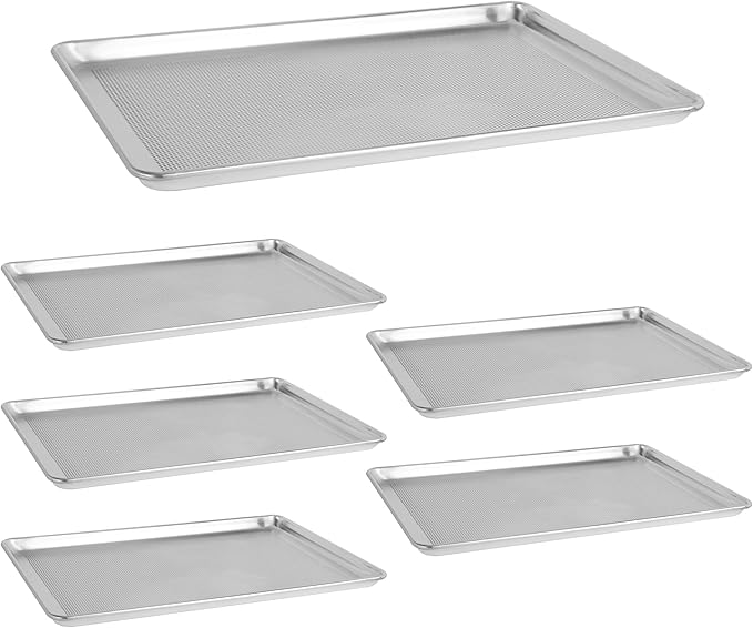BIEAMA 6 Pack Full Size 18" x 26" Aluminum Baking Sheet Pan Perforated, Commercial Bakery Equipment Cookie Sheets, NSF Approved Baking Tray