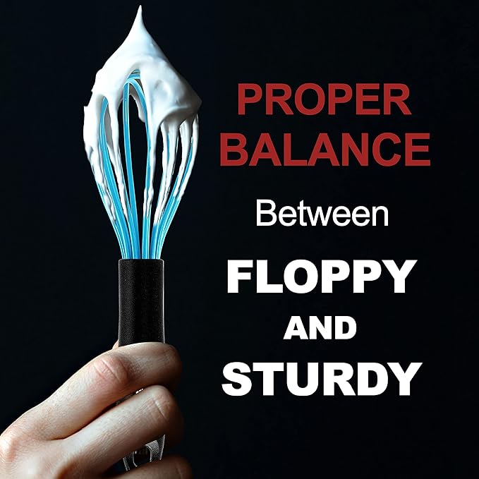 Anaeat Silicone Kitchen Whisk Set of 4, Perfect for Non-Stick Cookware, Milk and Egg Beater Blender for Whisking, Cooking, Baking, Beating - 11'' Flat Whisk and 9''+11''+12'' Balloon Whisks (Blue)