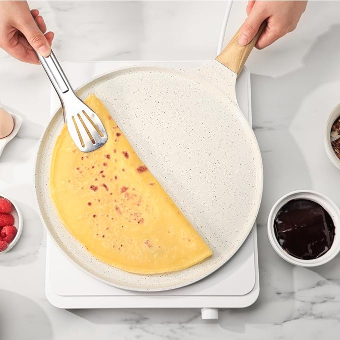SENSARTE 12 Inch Nonstick Crepe Pan Ceramic Coating Pancake Pan White