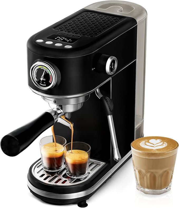 HIBREW H10B Programmable Espresso Machine with LED Display & Pressure Gauge