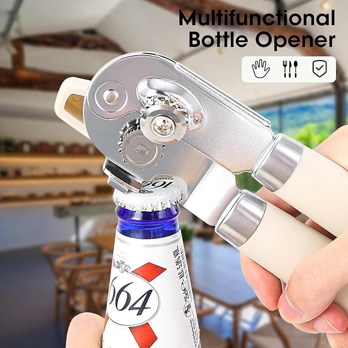 Beneno Heavy Duty Hand Can Opener Manual with Magnet Lid Remover, Beige