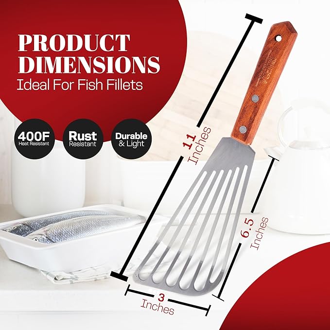 Rifsa Fish Spatula, Slotted Stainless Steel Fish Turner