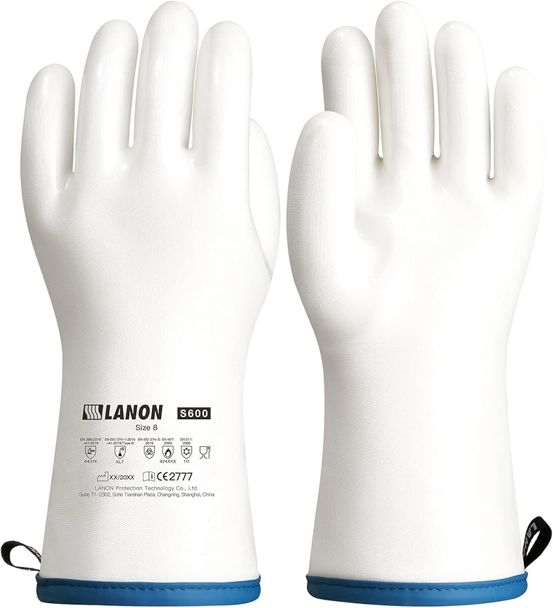 LANON Liquid Silicone Oven Mitts,Heat Resistant,Coral Air Liner,White,Large