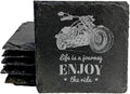 Laser Engraved Enjoy The Ride Slate Coasters Set of 5 – Square – USA Made