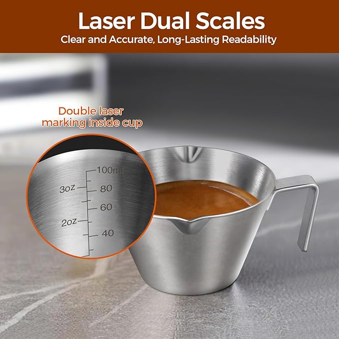 2 Pc Stainless Steel Espresso Shot Cups, 3.4oz/100ml, Black