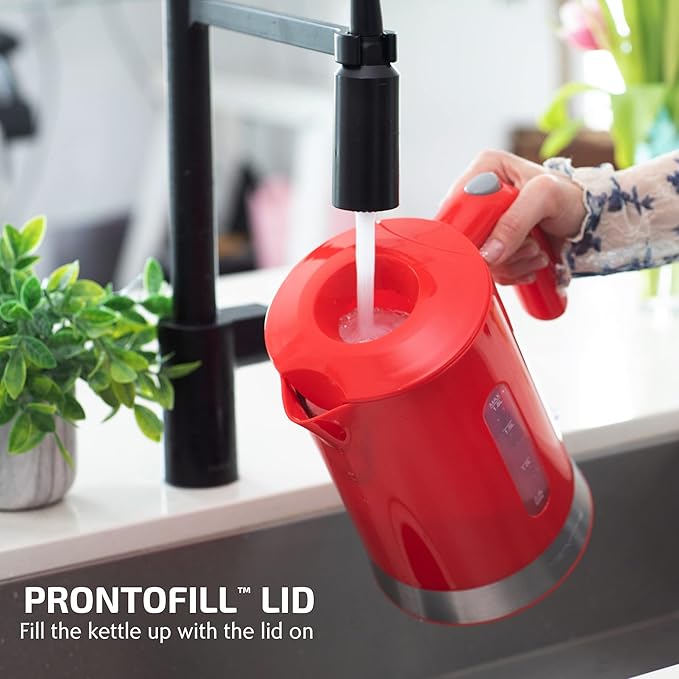 OVENTE 1.8L Electric Kettle with 1500W Fast Boiling Heater, Red KP413R