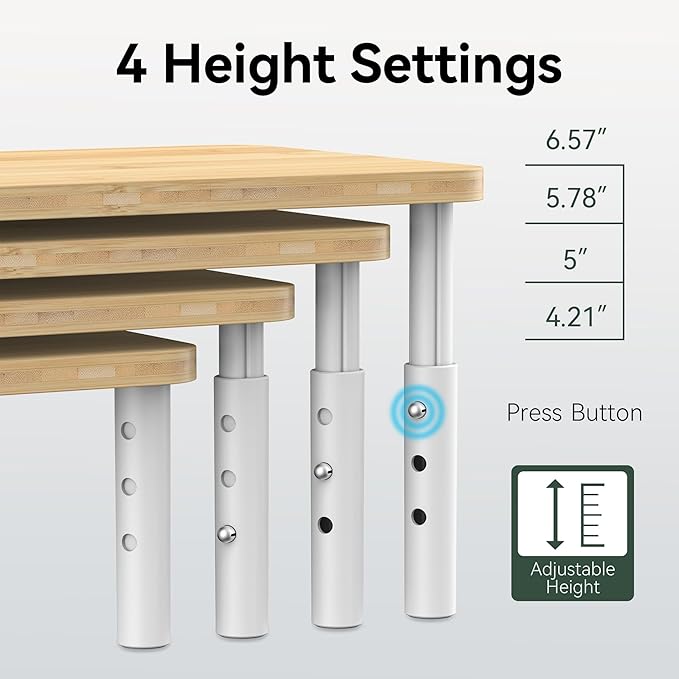 WELL WENG Bamboo Cabinet Organizer Shelf 2 Pack, Height Adjustable