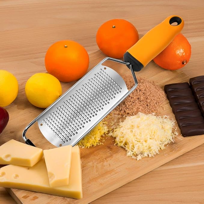 Pro Zester Grater, Lemon Parmesan Zester, Chocolate, With Razor-Sharp Stainless Steel Blade, Protective Cover and Cleaning brush, Dishwasher Safe, by Nspring