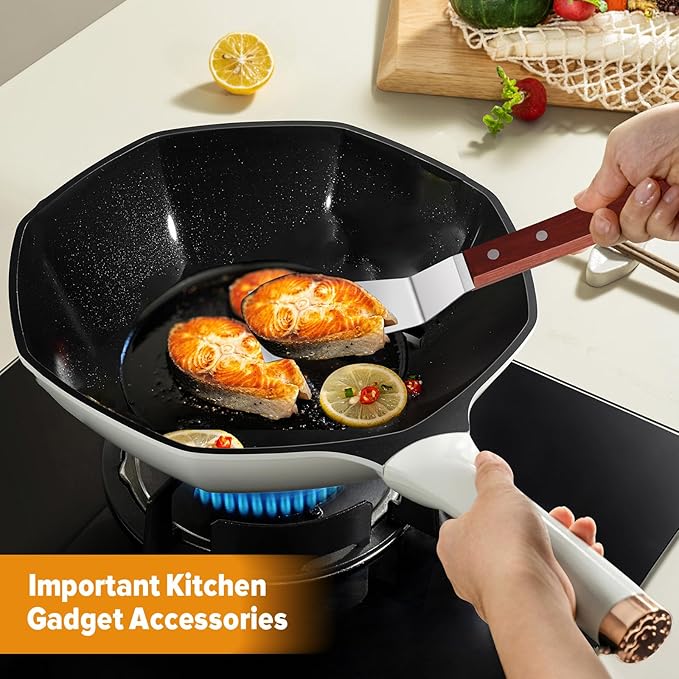 PETHOMKIT Small Metal Spatula Set with Thin Beveled Edge, Wood Handle,2 Pcs