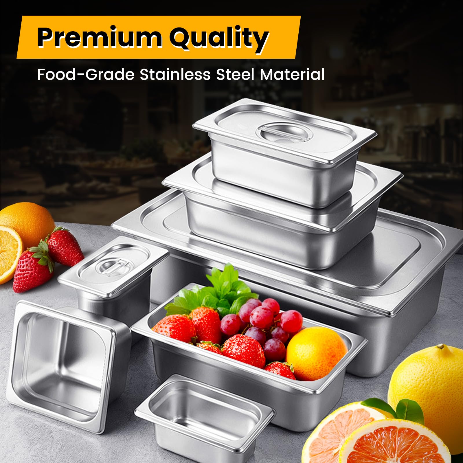 Aplancee 1/2 Hotel Pans 4 Inch Deep Stainless Steel Food Pan - Anti-Jam 6 Pack Steam Table Pan Set for Catering, Buffet Use, Kitchen Prep