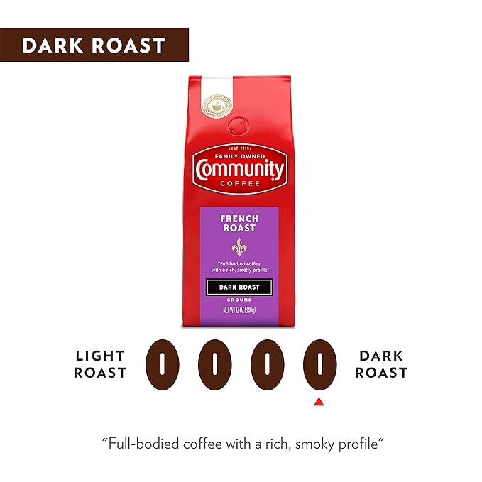 Community Coffee French Roast, Ground Coffee, Extra Dark Roast, 12 Ounce Bag (Pack of 1)