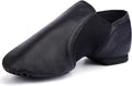 Linodes Unisex 006 PU Leather Upper Slip-on Jazz Shoe for Women and Men's Dance Shoes-Black 6M