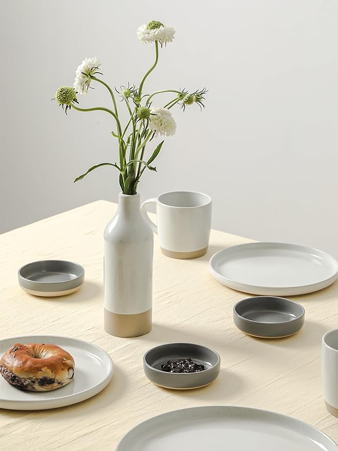 famiware Ceramic Soy Sauce Dish, 4oz Dipping Bowls Set of 6, Dark Gray