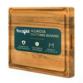 Yes4All Durable Acacia Cutting Boards for Kitchen, [17''Lx13''Wx1.5” Thick] Medium Edge Grain Cutting Board, Pre Oiled Wood Cutting Boards, Thick Chopping Board w/Juice Grooves and Easy Grip Handle