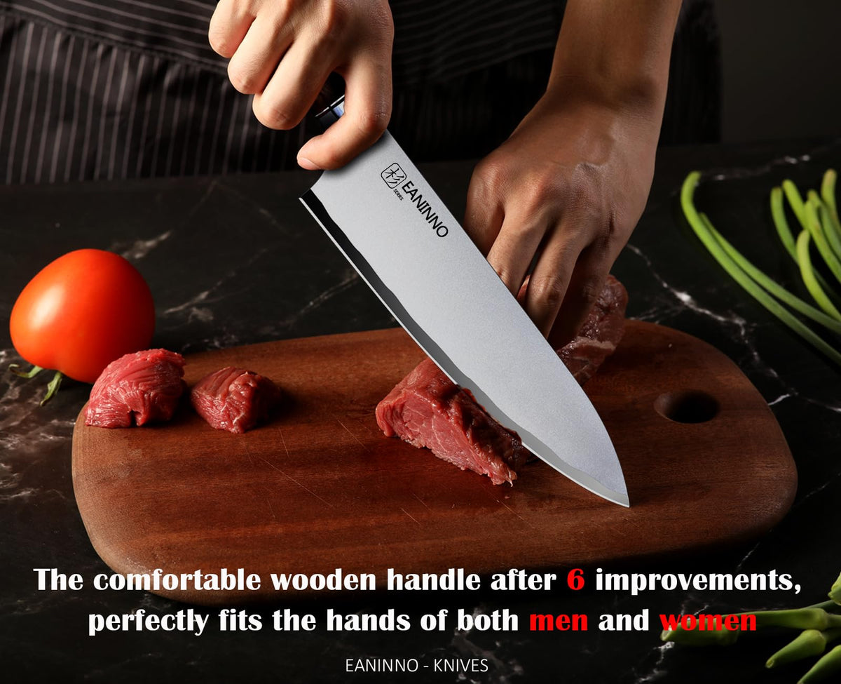 EANINNO Kitchen Chef Knife 8 inch Japanese High Carbon Steel Sharp Knife