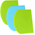 SURDOCA Dough Scraper Bench Scraper - 3P 8.3x5.5" Plastic Flexible Bowl Scraper, Sharp Edge & Angles Cake Scraper. Non-Slip Bakeware Decorating Tools Sculpting & Modeling Tools - Green+Blue+Green