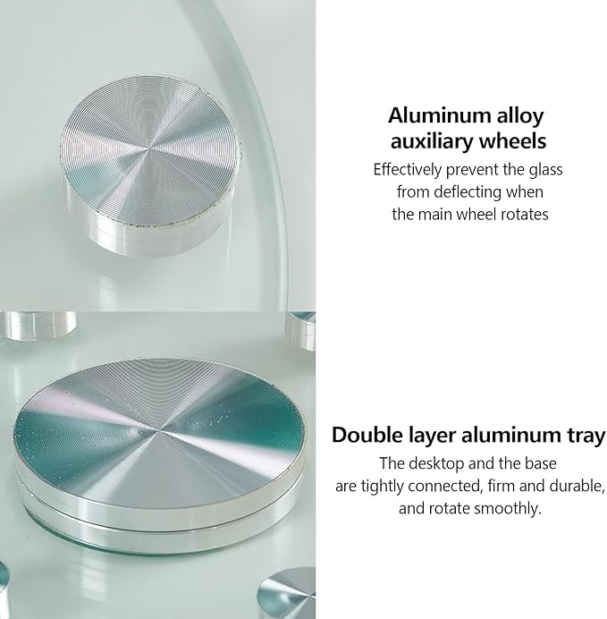 DSEWTEZXI Restaurant Glass Rotating Centerpiece Tray, Commercial Cake Serving Lazy Susan Turntable, Rotating Serving Tray for Dining Table, Lazy Susan for Table top, for Home, Party, Hotel