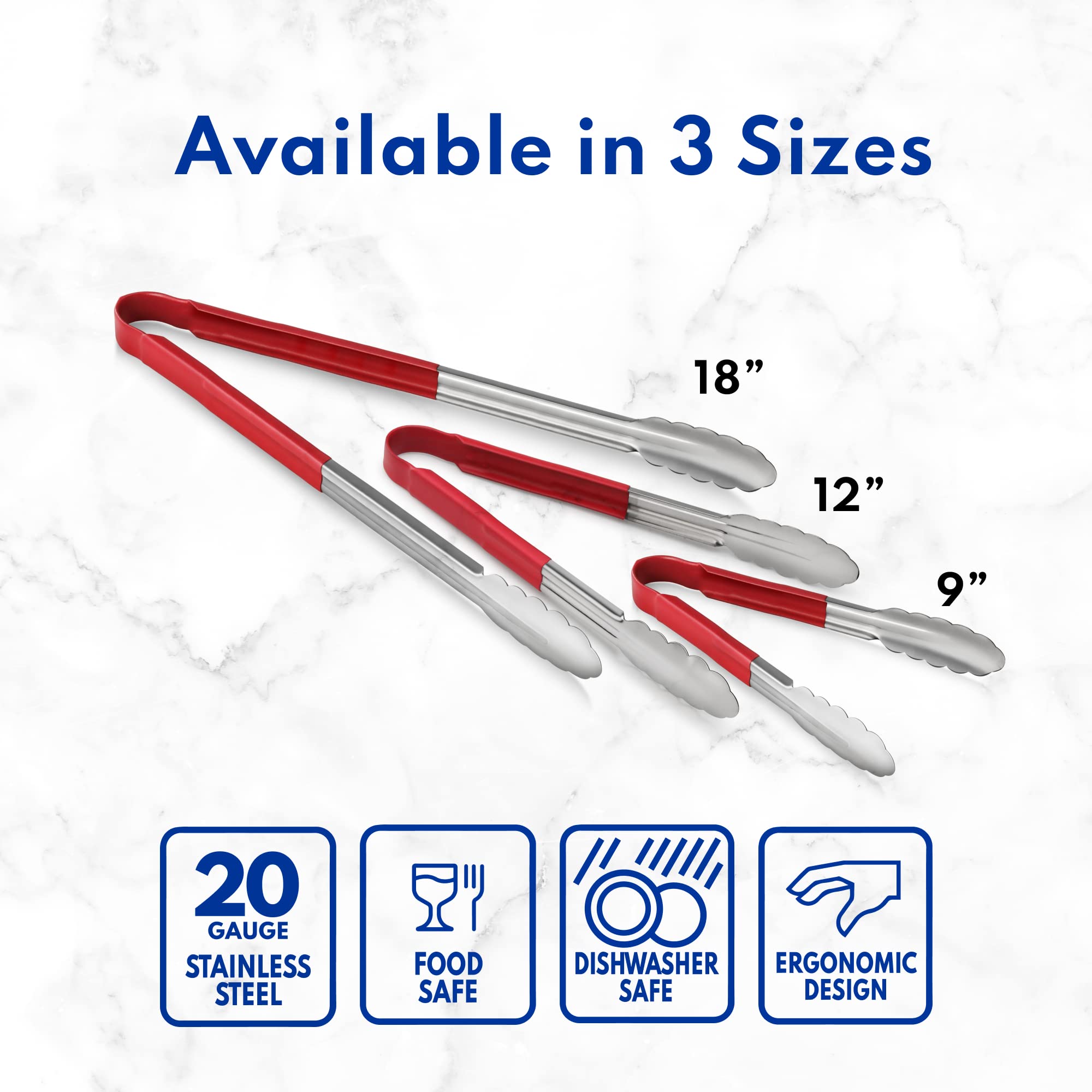 New Star Foodservice 35841 9-Inch Utility Spring Tongs, Stainless Steel, Vinyl Coated, Set of 12, Black