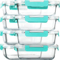 M MCIRCO 8 Pack,30 oz Glass Food Storage Containers with Lids, Green