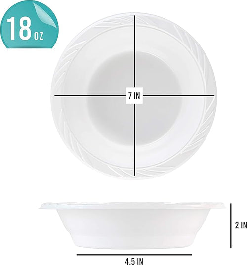 100 Count Disposable 18 ounce White Plastic Soup Bowls