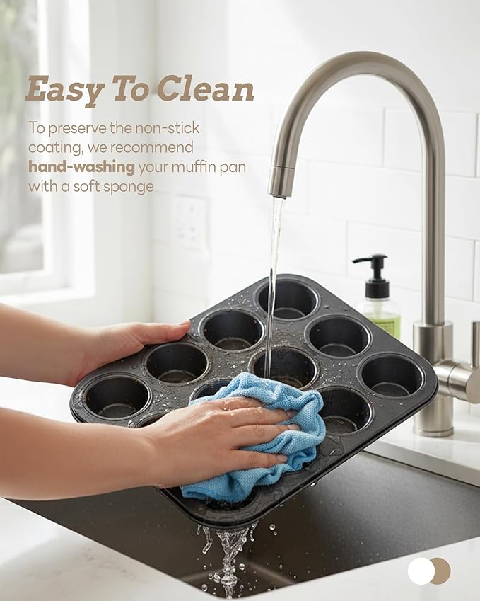Bake Choice 2 Muffin Pan for Baking, Standard Cupcake Pan with 100 Liners