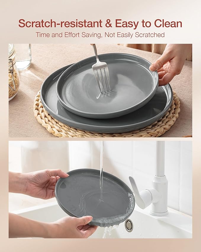 Famiware Milkyway 12-Piece Stoneware Dinnerware Set, Dark Gray