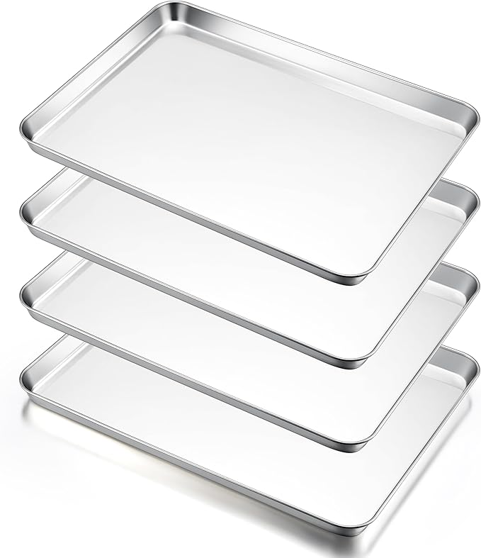 E-far Large Baking Sheet Set of 4, 20"x14" Stainless Steel Cookie Sheet