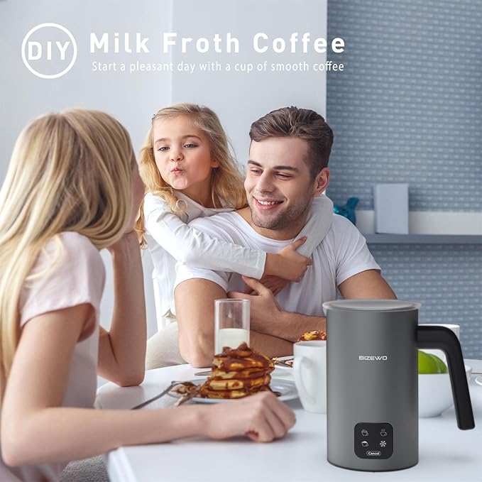 Milk Frother Electric, 4 IN 1 Warm and Cold Milk Steamer for Coffee Latte