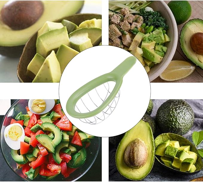 Avocado Cuber Tool, Stainless Steel Avocado Slicer Cutter Salad Tools Kitchen Gadget with Ergonomic Handle for Salads, Guacamole or Smoothie, 6.3x3.2in