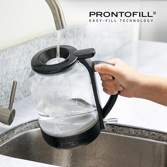 OVENTE 1.5L Glass Electric Kettle Water Boiler, Black KG516B