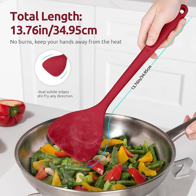 U-Taste Silicone Wok Spatula, 600ºF Heat Resistant Stir Fry Tool, Red