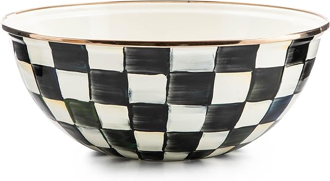 MACKENZIE-CHILDS Everyday Bowl, Medium, Black-and-White Courtly Check