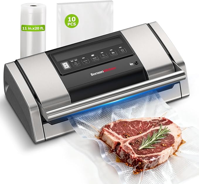Bonsenkitchen Vacuum Sealer for Food, 5-in-1 Heavy Duty Performance