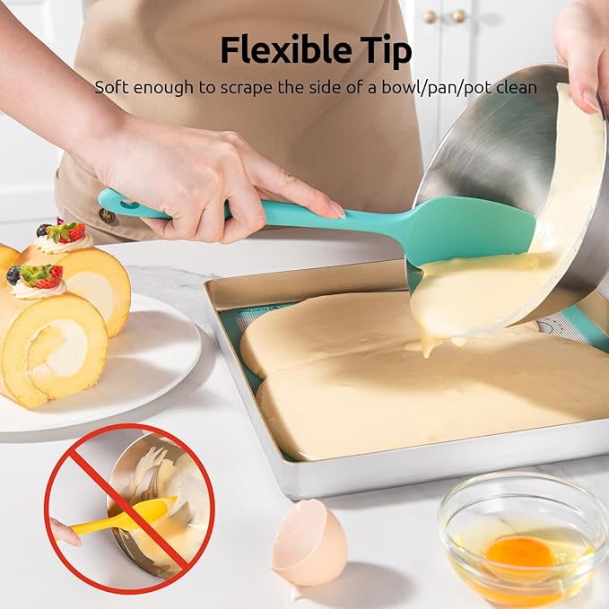 U-Taste Silicone Spatula Set, 600ºF High Heat Resistant, 3-Pcs, Multicolor
