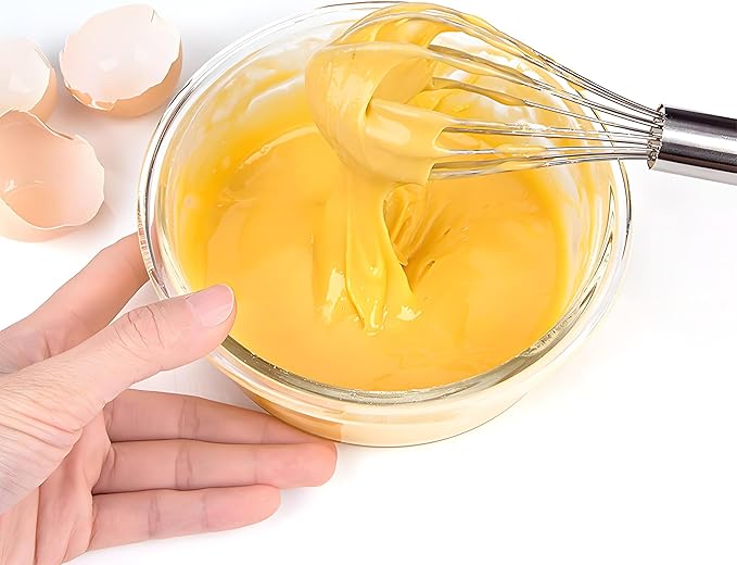 FGKEIUX 8-Inch Stainless Steel Whisk, Handheld Egg Beater for Mixing Batter, Whipping Cream