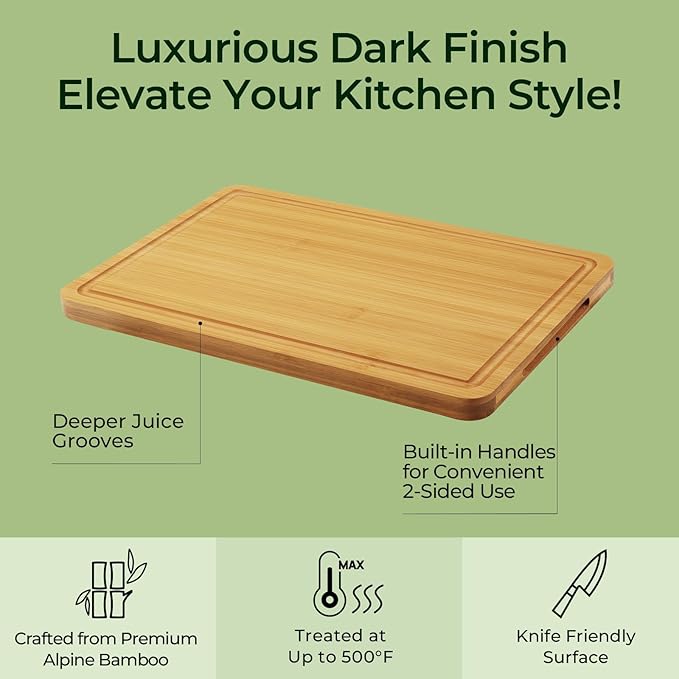 Keechee Natural Bamboo Cutting Board for Kitchen, XL Carving Board