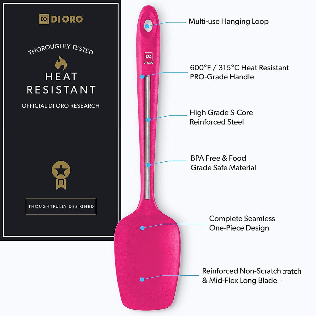 DI ORO Silicone Spoonula - Spoon Spatula, 600F Heat Resistant, Magenta