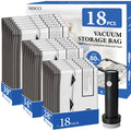 18 Pack Travel Vacuum Bags for Clothing with Rechargeable Wireless Air Pump
