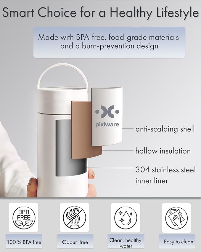 Portable Travel Small Mini Electric Kettle, Twist Lid, 450ml, 4 Temp Preset