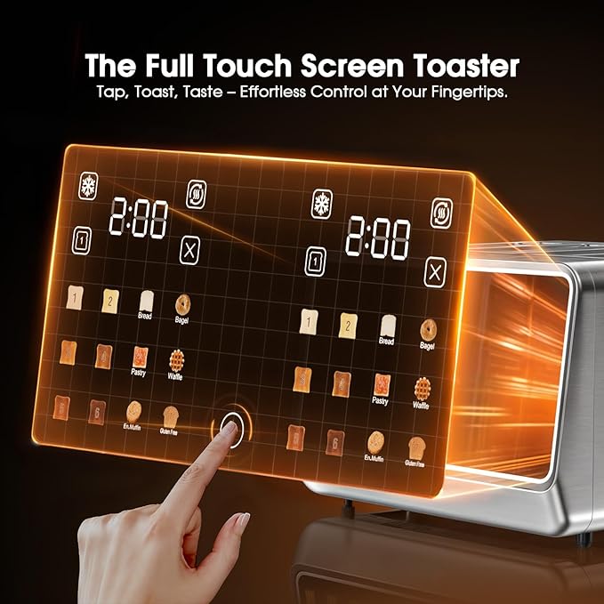 Toaster 4 Slice with Touchscreen & Independent Controls,Single-Slice Modes, Defrost, Reheat