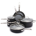 GreenPan Chatham Hard Anodized Healthy Ceramic Nonstick 10 Piece Cookware Pots and Pans Set, Frying Pan Skillets, Saucepans, Saute Pan, Stockpot, Lids, PFAS-Free, Dishwasher & Oven Safe, Gray