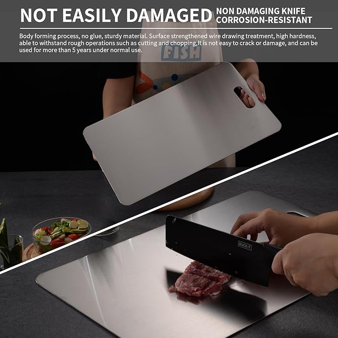 Katori Titanium Cutting Board, 100% Pure Titanium Cutting Boards for Kitchen, Double Sided Non Toxic Cutting Board,Hygiene Durable Chopping Board Suitable for Dishwasher Safe （L)