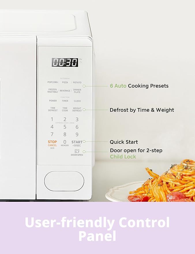 COMFEE' Countertop Microwave Oven 0.7 Cu.Ft, 700W, White, 11 Power Levels