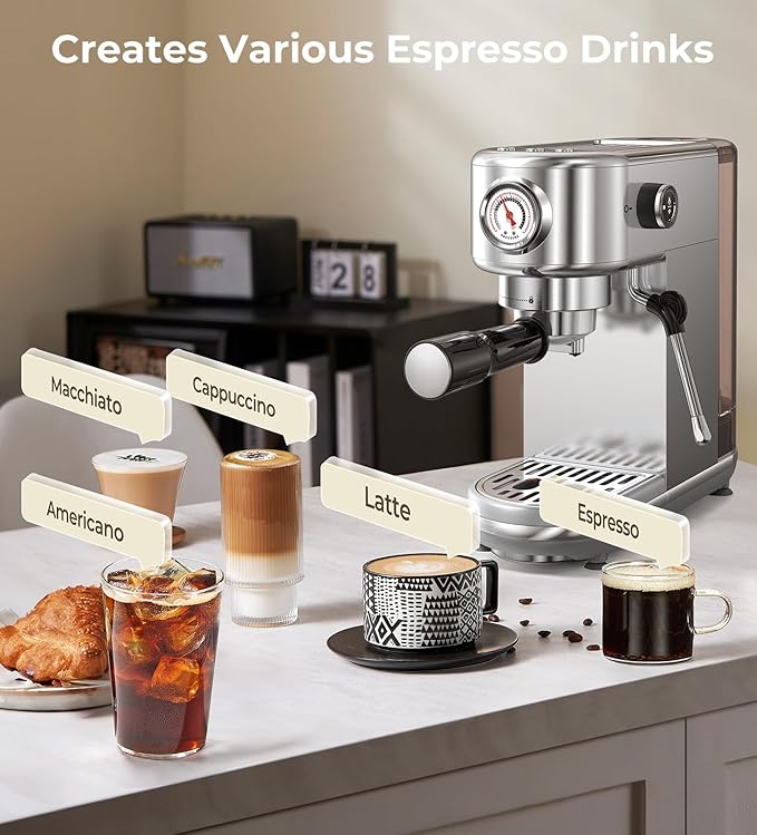 atatix Espresso Machine with Milk Frother, 20 Bar Pressure Espresso Maker