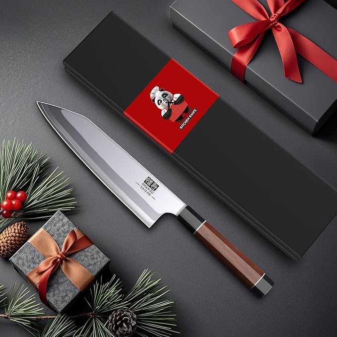 SHAN ZU 8 Inch Japanese Chef Knife, 9 Layers 10Cr15MoV High Carbon Steel