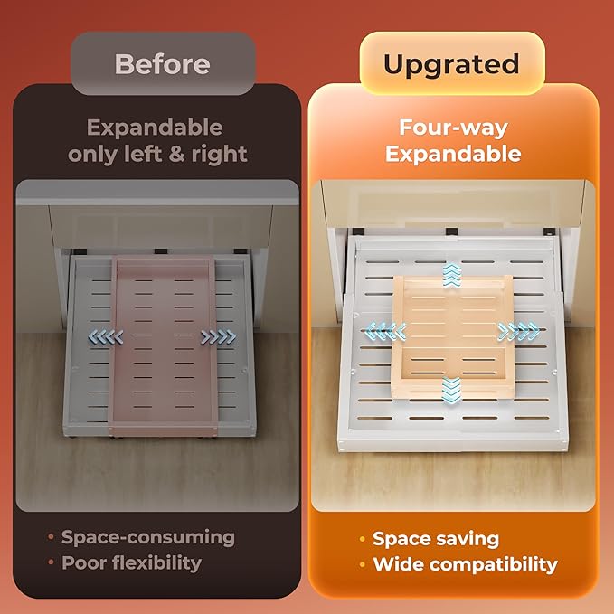 Makfoner 2 Pcs Pull Out Cabinet Organizers, Width (12"-19") and Depth (17"-23") Expandable With 3 Slides, No Drill Slide out Drawers Adhesive Film or Nail Cabinets Without Lip in Kitchen, Bathroom