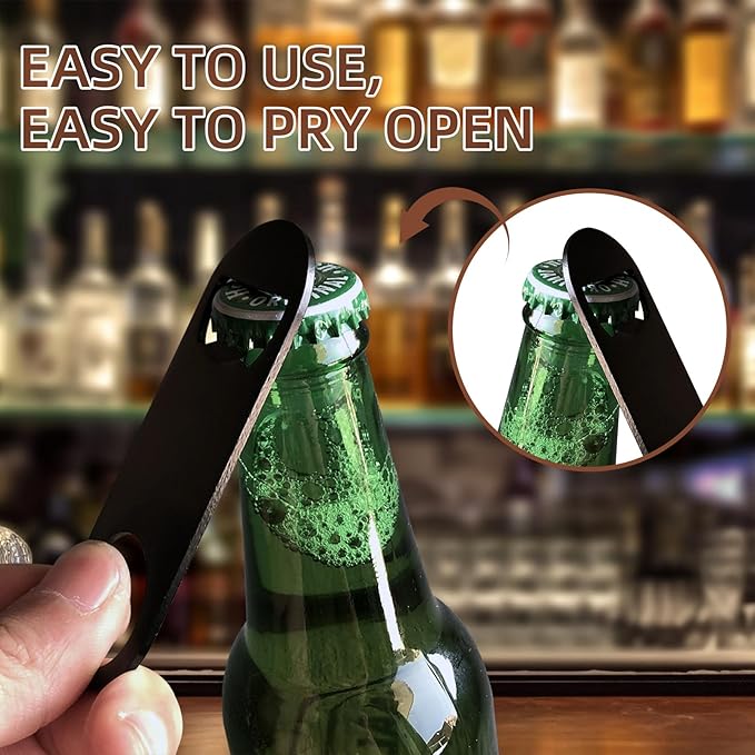 Yugada 100 Pack Flat Beer Bottle Opener 3.5 inch Stainless Steel Flat Bottle Opener Black Beer Bottle Openers for Bartender Kitchen Bar Restaurant (3.5 Inch)