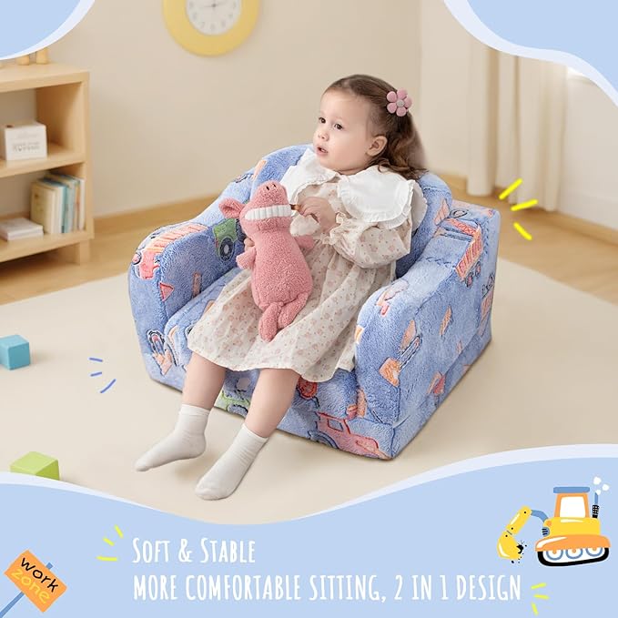 aodisman Thick Comfy Kids Chair and Couch,Foldable Plush Sofa with Pocket