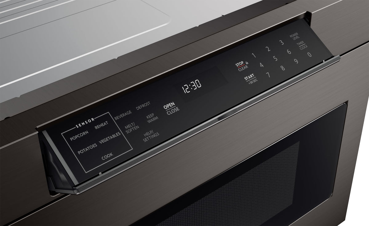 SHARP SMD2470AH Microwave Drawer Oven, 24-inch, 1.2 Cubic Feet, 950 Watt, Concealed Control Panel with Digital LCD Display, Black Stainless Steel